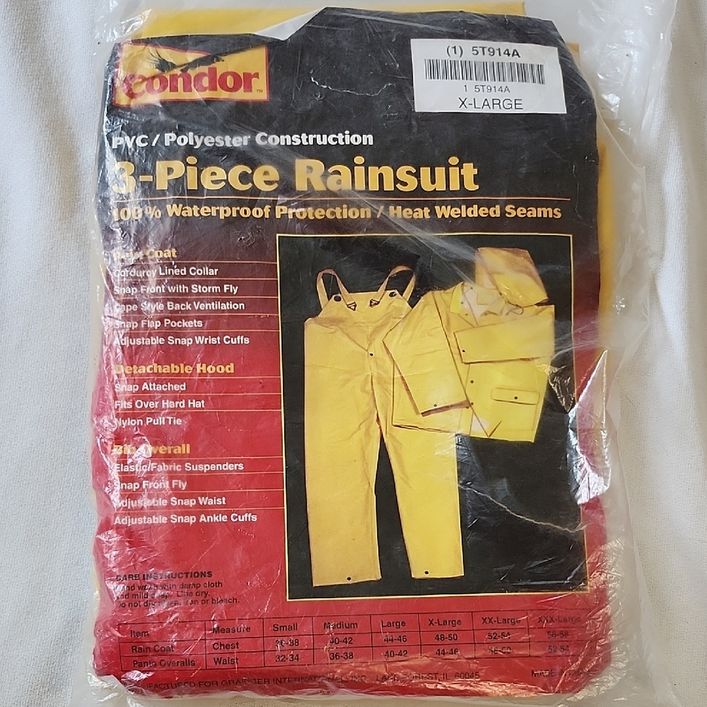 NIP Condor Yellow 3-Piece Rainsuit